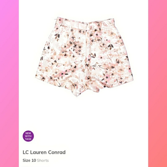 Nwt Lauren Conrad Runway Pink White Floral Shorts - Picture 5 of 7